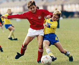Images Dated 13th August 1989: Schoolboys playing football in the Teesside Junior Festival of Soccer