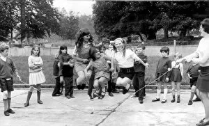 Images Dated 10th October 1971: Schoolchildren skipping in the playground. 10th October 1971