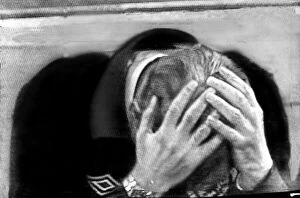 Scotland football manager Ally MacLeod holds his head in his hands after one of his