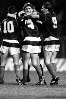 Scotland players celebrating Paul McStay goal October 1987 Scotland players celebrating Paul McStay goal October 1987