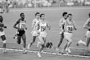Sebastial Coe competes in heats for Men's 1,500m metres event at the 1980 Summer Sebastial Coe competes in heats for Men's 1,500m metres event at the 1980 Summer