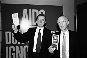 Aids Gallery: Secretary of State Norman Fowler and Minster for Health Tony Newton at the AIDS press
