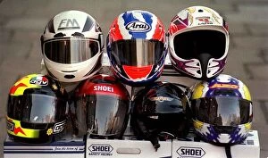 Images Dated 2nd February 1998: Selection of motorcycle helmets February 1998 PIC BY CHRIS WATT