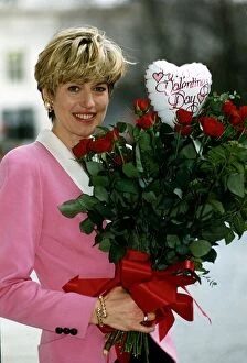 Images Dated 13th February 1990: Selina Scott Tv Presenter received A Bunch Of Red Roses