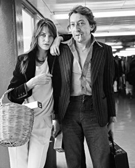 Facial Expressions Gallery: Serge Gainsbourg French composer and musician Serge Gainsbourg arriving at Heathrow