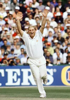 Shane Warne Cricket Player Bowler celebrating July 1997 after taking a wicket in Shane Warne Cricket Player Bowler celebrating July 1997 after taking a wicket in