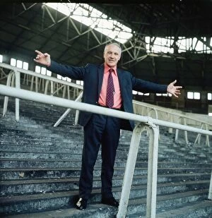 Bill Shankly ex Liverpool manager July 1984 standing on the terracing O /s C / T Bill