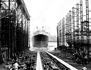 00093 Gallery: The ship Nepture slides down the slipway at the Nepture Yard of Swan Hunter