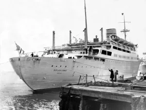 00093 Gallery: The ship Oslo Fjord leaves a shipyard in Wallsend on the River Tyne