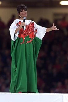 Images Dated 1st October 1999: Shirley Bassey entertains the crowd at the opening ceremony of the Rugby World Cup in