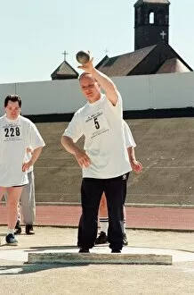 Images Dated 17th July 1996: Shot put at the annual sports day at Clairville Stadium for people with special needs