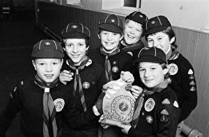 Images Dated 2nd February 1987: Showing off the shield they won in a five-a-side football competition are these members