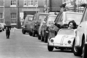 Sian Lloyd, who works at Walt Disney Productions, driving a replica of Herbie in Primrose Sian Lloyd, who works at Walt Disney Productions, driving a replica of Herbie in Primrose