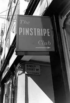 Sign at the entrance to the Pinstripe Club. May 1990 P018537 Sign at the entrance to the Pinstripe Club. May 1990 P018537