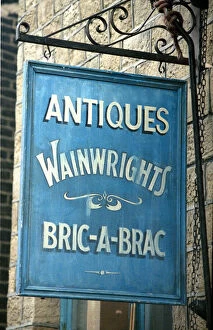 Images Dated 5th December 1989: The sign outside Auntie Wainwrights Antique shop in the BBC situation comedy series