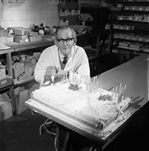 Silver wedding anniversary cake being made at Hills Bakery, Middlesbrough. 1972 Silver wedding anniversary cake being made at Hills Bakery, Middlesbrough. 1972