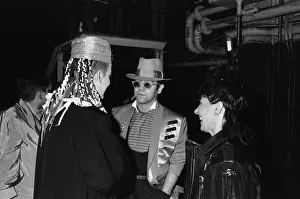 Singer Boy George with Elton John during the Culture Club concert at Wembley Singer Boy George with Elton John during the Culture Club concert at Wembley