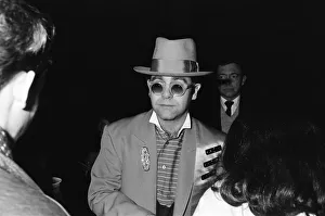 Singer Elton John pictured during a Culture Club concert at Wembley. 22nd December 1984 Singer Elton John pictured during a Culture Club concert at Wembley. 22nd December 1984