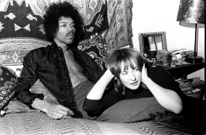 Singer Jimi Hendrix in London with Kathy Etchingham 1969 at his Mayfair flat Singer Jimi Hendrix in London with Kathy Etchingham 1969 at his Mayfair flat