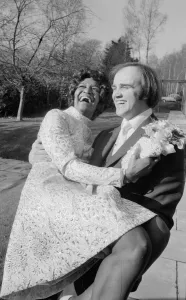 Singer Salena Jones seen here on her wedding day to 33 year old Pat Rogers at Southampton Singer Salena Jones seen here on her wedding day to 33 year old Pat Rogers at Southampton