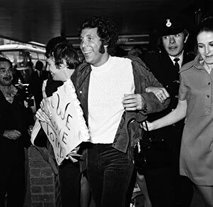 Images Dated 14th October 1970: Singer Tom Jones was welcomed home today at Heathrow Airport when he arrived back from a