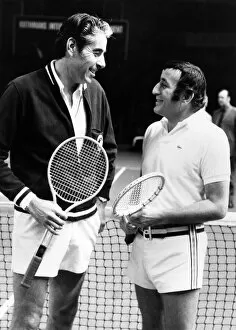 00784 Gallery: Singer Tony Bennett (right) chatting to his opponent, Pancho Gonzales at the Albert Hall