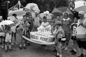 Singing in the rain turned out to be a wise choice of theme for Meltham carnival Singing in the rain turned out to be a wise choice of theme for Meltham carnival