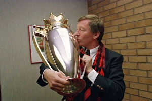 Images Dated 3rd May 1993: Sir Alex Ferguson with the Barclays Premiership Trophy - 1993