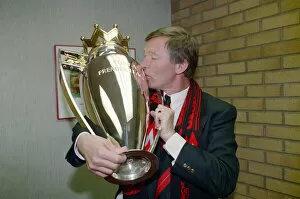 Images Dated 3rd May 1993: Sir Alex Ferguson with the Barclays Premiership Trophy - 1993