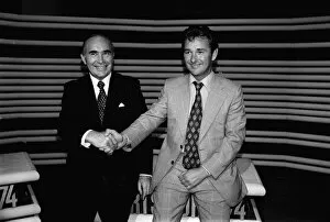 Sir Alf Ramsey former England manager June 1974 shakes hands with Brian Clough at