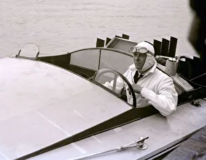 00154 Gallery: Sir Henry Segrave circa 1927 in his motor boat Miss England (On 29 March 1927