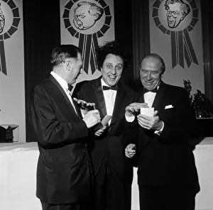 Sir Matt Busby with Joe Mercer and Ken Dodd at Daily Mirror Election Night dinner Sir Matt Busby with Joe Mercer and Ken Dodd at Daily Mirror Election Night dinner