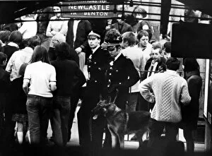 Images Dated 31st May 1970: Skinheads and police at the entrance to platforms of Monkseaton Station on 31st May 1970