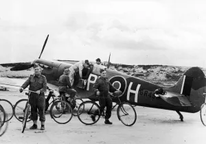 Soldiers of the British Army who work on Malta's airfields making pens for aircraft Soldiers of the British Army who work on Malta's airfields making pens for aircraft