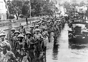 Asmara Collection: Soldiers from an Indian Infantry Brigade, march through Asmara
