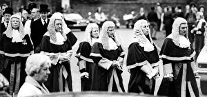 Images Dated 1st May 1977: Solemn faced judges wind their way from Durham Castle to the Cathedral in the annual