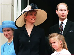Sophie Rhys Jones and fiance Prince Edward watching trooping of the colour Sophie Rhys Jones and fiance Prince Edward watching trooping of the colour