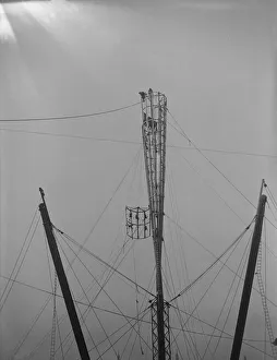 South Bank, London 1951 Work in progress on the 300 foot vertical Skylon Feature South Bank, London 1951 Work in progress on the 300 foot vertical Skylon Feature