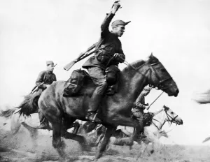 Soviet Cavalry troops attacking against the Germans during the Second World War Soviet Cavalry troops attacking against the Germans during the Second World War