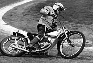 Speedway Star John Harrhy practices. 9th March 1974