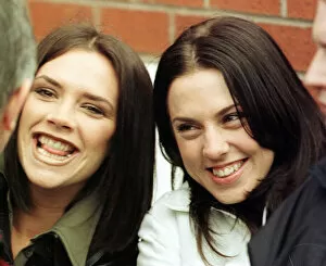 Images Dated 15th March 1997: Spice Girls Victoria and Mel C at the Manchester United v Sheffield Wednesday football