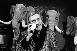 Spike Milligan is recording a story for the BBC TV children's programme ' Spike Milligan is recording a story for the BBC TV children's programme '