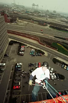 Images Dated 14th April 1996: Sponsored abseil from the top of Hospitality Inn, Middlesbrough, 14th April 1996