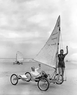 A Sport British holiday makers are taking up enthusiastically- sand yachting A Sport British holiday makers are taking up enthusiastically- sand yachting
