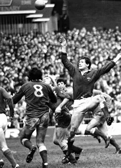 Images Dated 6th February 1982: Sport - Rugby - Wales v France - 1982 - Welsh wing forward Rhodri Lewis leaps for