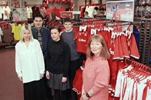 Images Dated 3rd January 1996: The Staff at the Boro club shop, 3rd January 1996