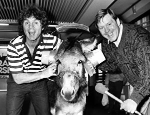 Disc Jockey Collection: Stan Boardman and Radio Merseyside DJ Billy Butler with Hickory the donkey