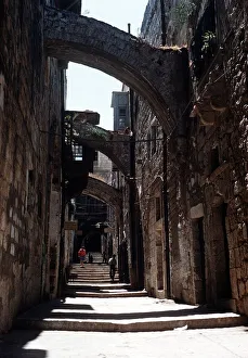 Stations 5 6 and 7 of the cross along via Dolorosa Jerusalem in Israel Stations 5 6 and 7 of the cross along via Dolorosa Jerusalem in Israel