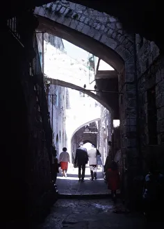 Stations 5 6 and 7 of the cross along via Dolorosa Jerusalem in Israel Stations 5 6 and 7 of the cross along via Dolorosa Jerusalem in Israel