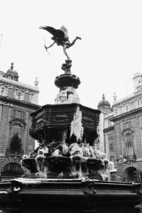 The statue of Eros in Piccadilly Circus covered in ice after a chilly Christmas The statue of Eros in Piccadilly Circus covered in ice after a chilly Christmas
